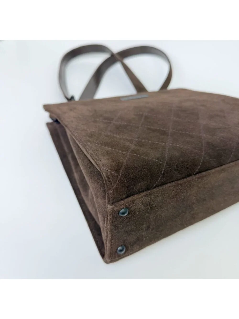 Chanel Quilted Chain Shoulder Bag Suede Brown Vintage